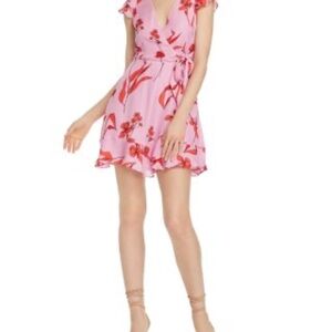 Parker Pink Flutter Sleeve Mini Dress